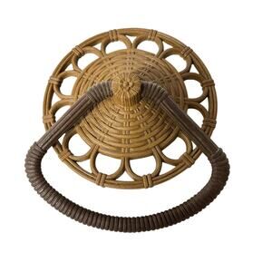 Vintage Homco Syroco Brown Wicker/Ratan Look Towel Ring Hanger